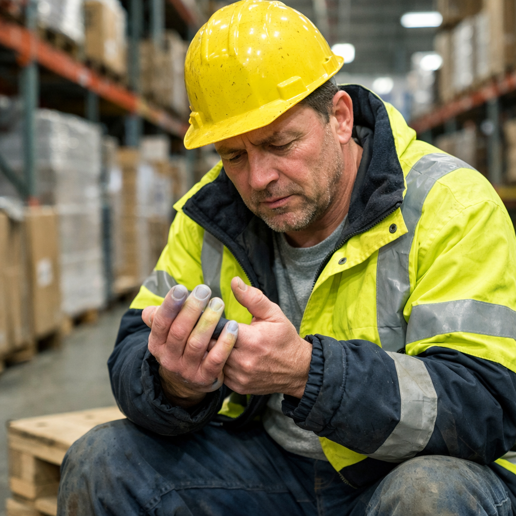 Hand Arm Vibration Syndrome on worker on warehouse