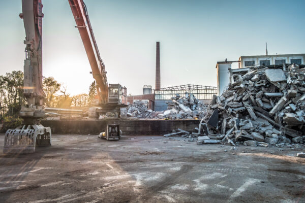 Demolition site in London secured with CCTV cameras , protecting equipment and ensuring compliance.